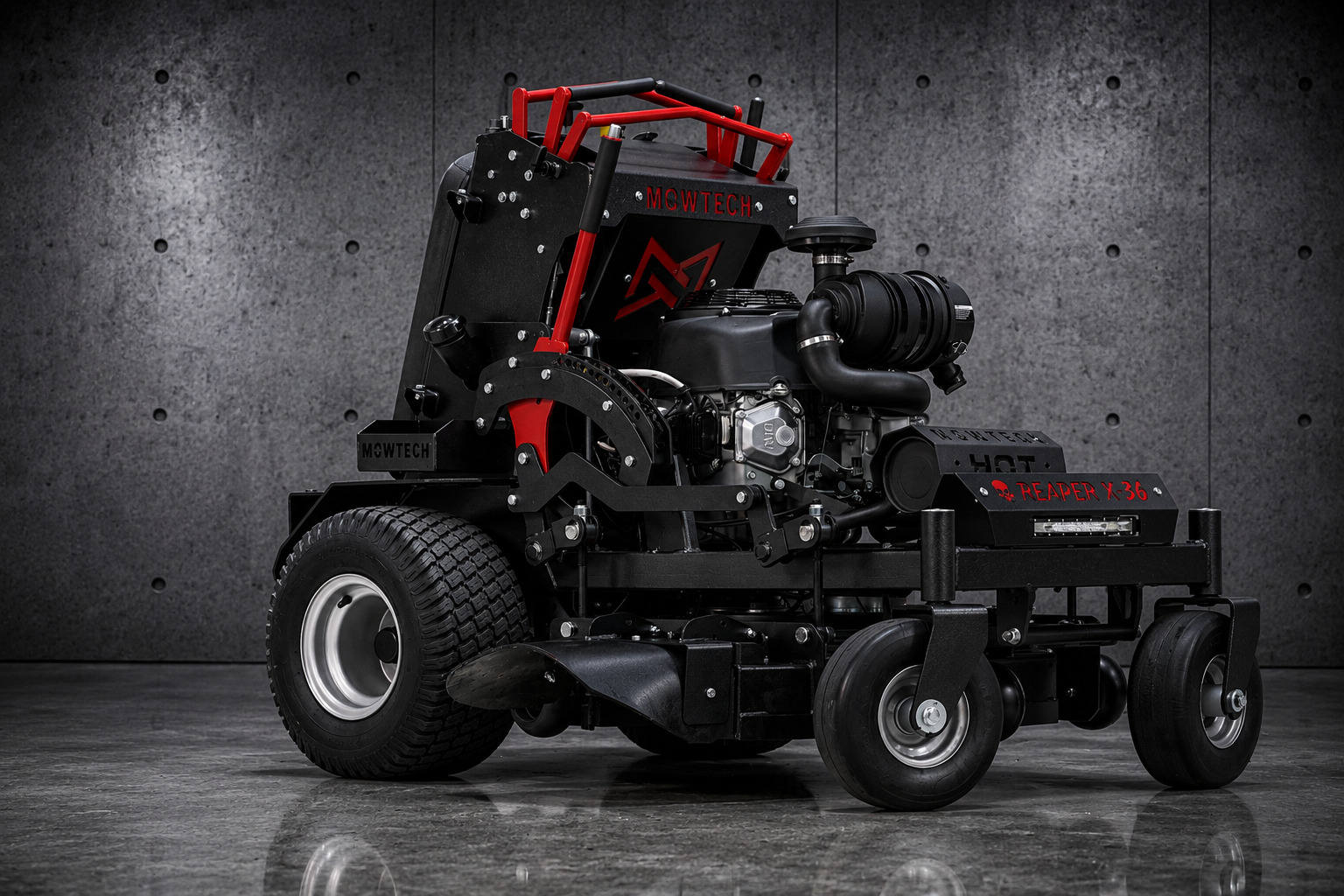 Mowtech Reaper X 36 36-inch commercial stand-on mower – left side view