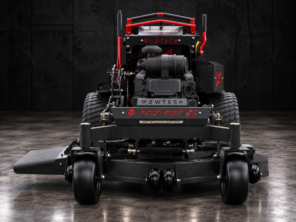 MOWTECH Juggernaut 48 XL commercial stand-on mower front view